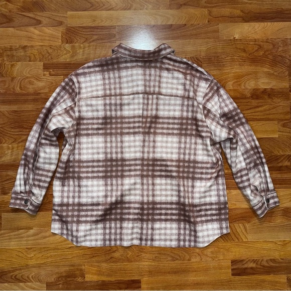 Workshop Republic Beige Flannel Faux Leather Suede Shacket Snap Buttons - Picture 7 of 13